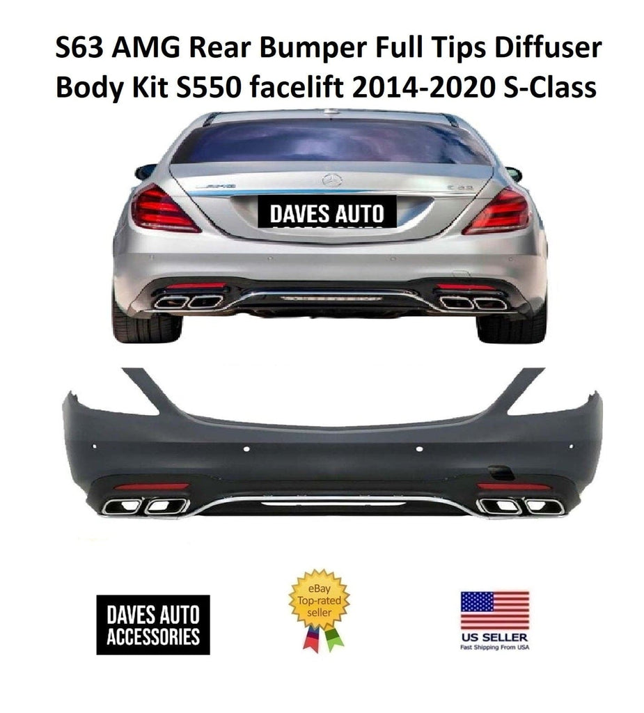 BMW VehiclePartsAndAccessories S63 AMG Rear Bumper Full Tips Diffuser Body Kit S550 facelift 2014-2020 S-Class