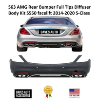 Load image into Gallery viewer, BMW VehiclePartsAndAccessories S63 AMG Rear Bumper Full Tips Diffuser Body Kit S550 facelift 2014-2020 S-Class