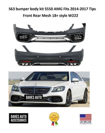 Mercedes-Benz VehiclePartsAndAccessories S63 bumper body kit S550 AMG Fits 2014-2017 Tips Front Rear Mesh 18+ style W222
