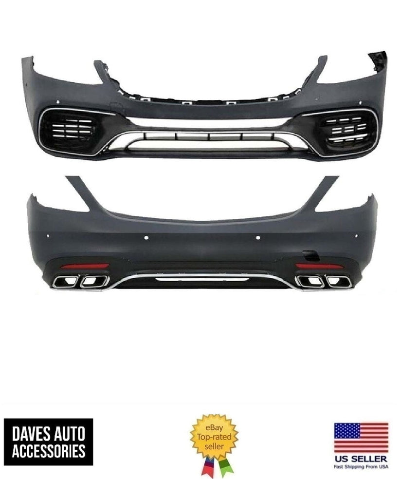 Mercedes-Benz VehiclePartsAndAccessories S63 bumper body kit S550 AMG Fits 2018-2020 Tips Front Rear Mesh 18+ style W222