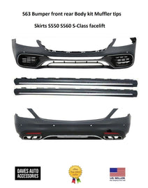 Mercedes-Benz VehiclePartsAndAccessories S63 Bumper front rear Body kit Muffler tips Skirts S550 S560 S-Class facelift