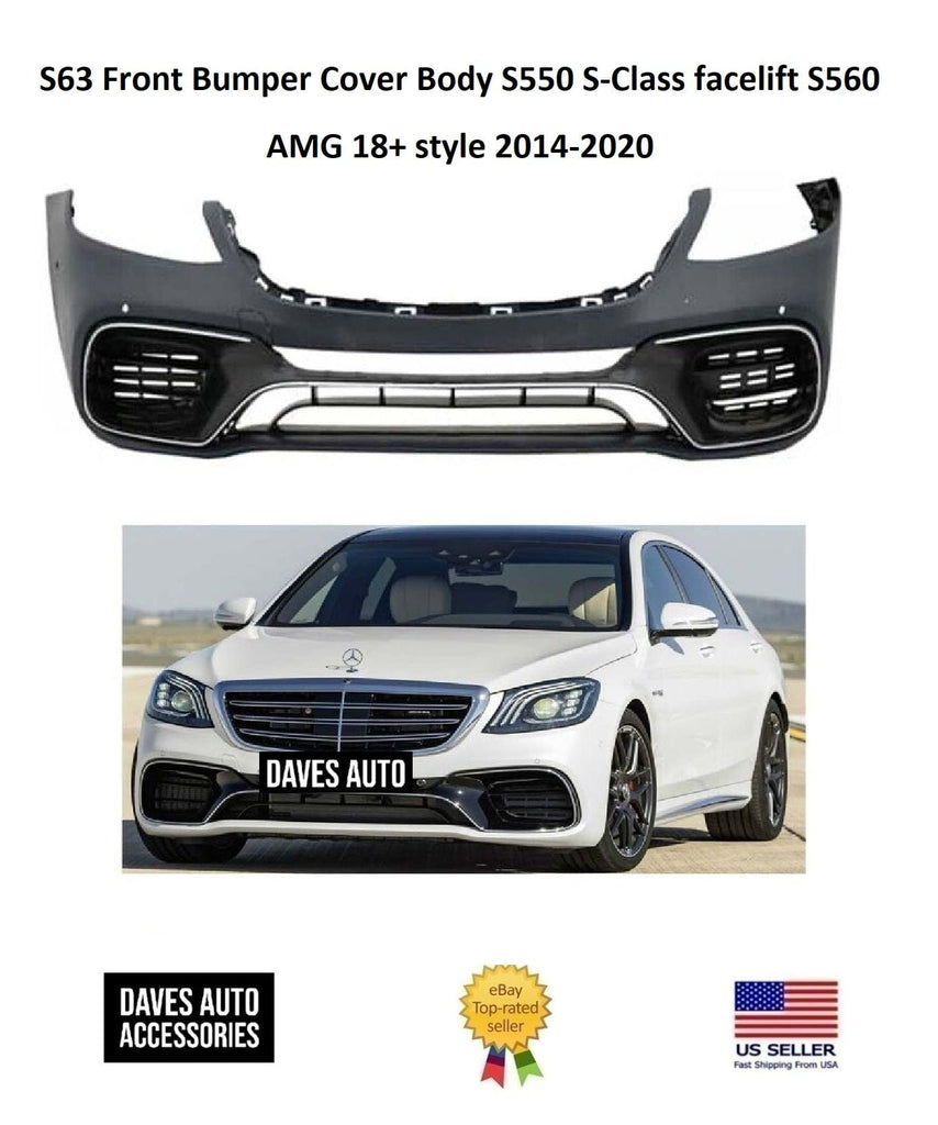 Mercedes-Benz VehiclePartsAndAccessories S63 Front Bumper Cover Body S550 S-Class facelift S560 AMG 18+ style 2014-2020