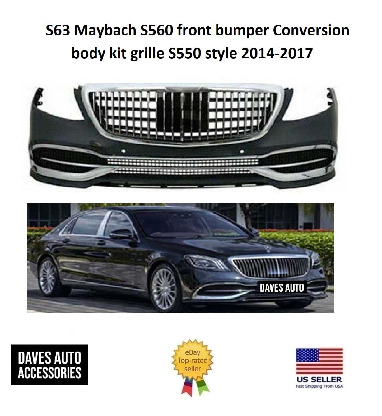 Maybach Conversion Kit S63 Maybach S560 front bumper Conversion body kit grille S550 style 20 ...
