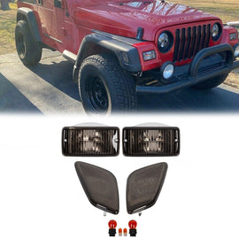 Forged LA VehiclePartsAndAccessories Smoke Bumper Signal+Fender Side Marker Light For 1997-2006 Jeep Wrangler TJ