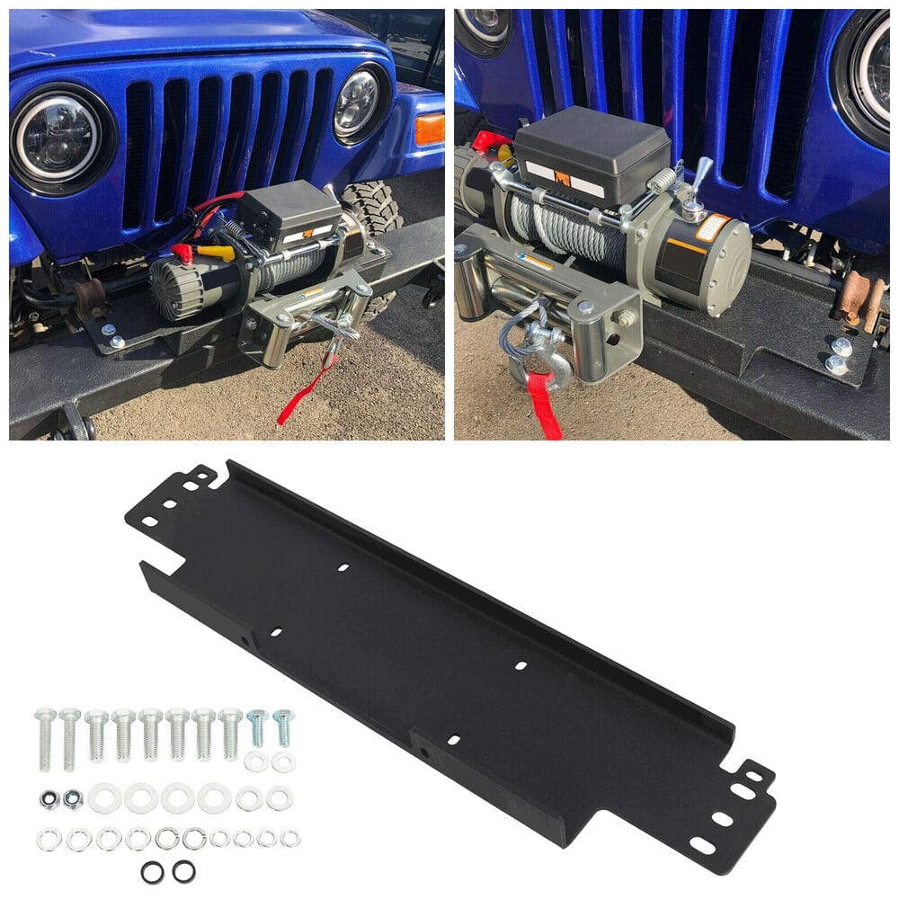 Forged LA VehiclePartsAndAccessories Steel Winch Mounting Plate For 87-06 Jeep Wrangler TJ LJ YJ - 12000 lb Capacity