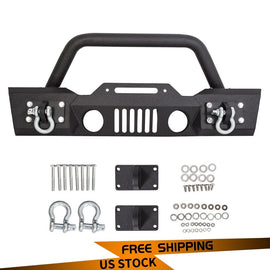 Forged LA VehiclePartsAndAccessories Stubby Front Bumper Winch Plate w/Fog Light Housing For 07-18 Jeep Wrangler JK