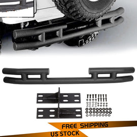 Forged LA VehiclePartsAndAccessories Textured Black Rear Double Tube Bumper For 97-06 TJ / 86-96 YJ Jeep Wrangler New