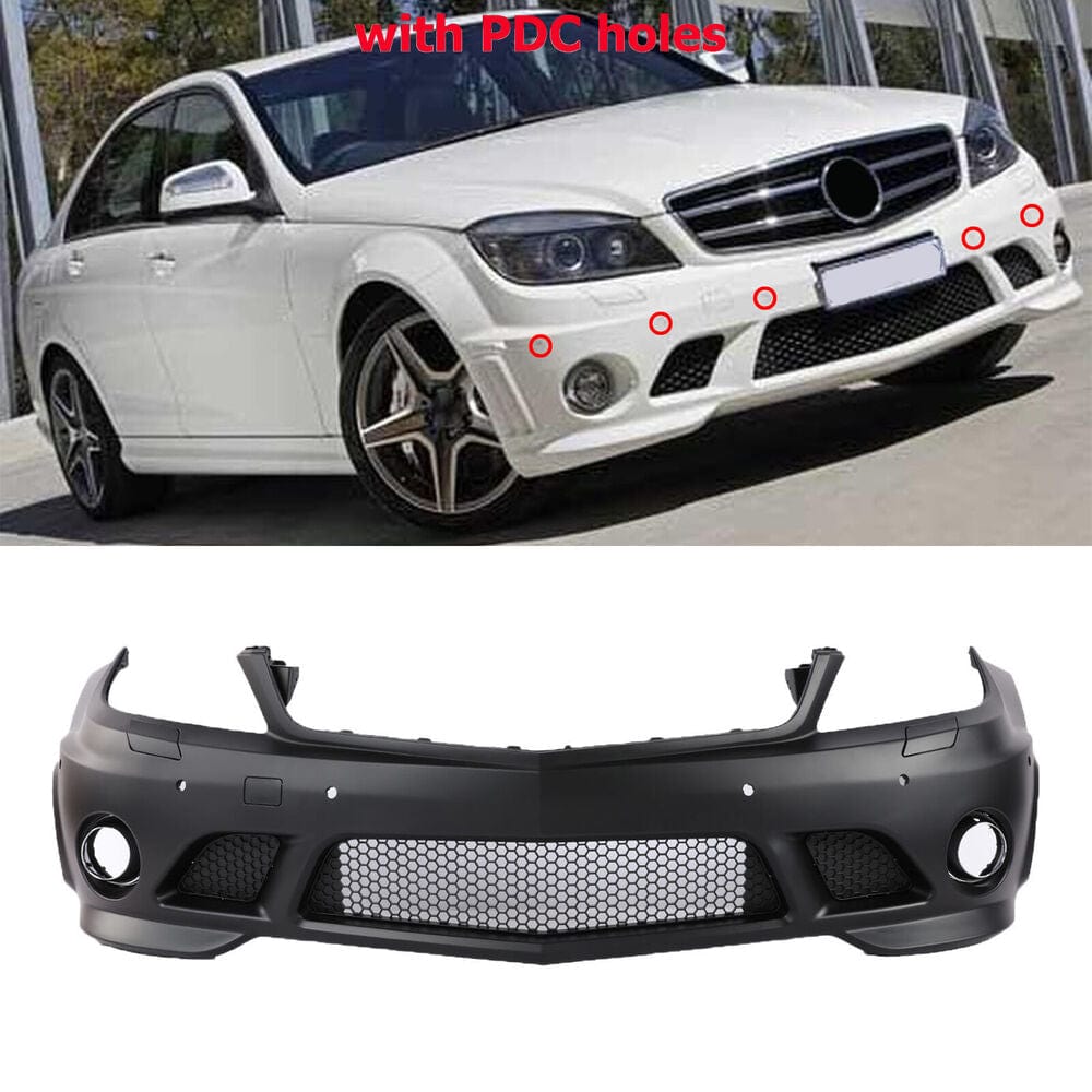 Forged LA VehiclePartsAndAccessories Unpainted AMG Style Front Bumper Cover W/PDC for Benz C-Class W204 C350 C300