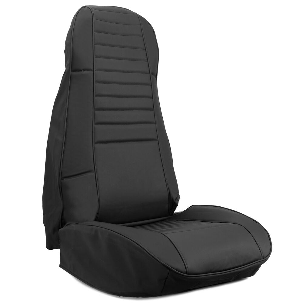 Forged LA VehiclePartsAndAccessories Upgrade Leather- For 1976-1986 Jeep CJ YJ NEW Black Front & Rear Seats Cover SET